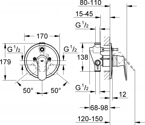 Смеситель Grohe Eurosmart Cosmopolitan 32879000 С ВНУТРЕННЕЙ ЧАСТЬЮ