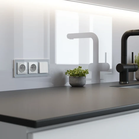 Выключатель одноклавишный проходной с подсветкой (белый акрил) Werkel W1112141 (a064001)