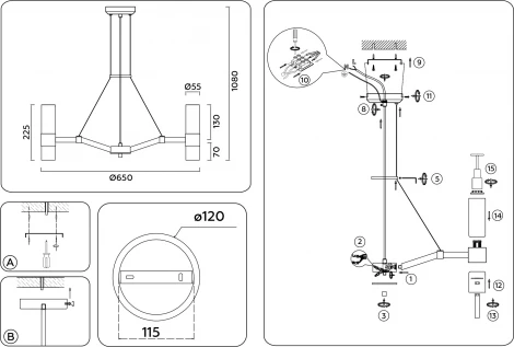 Подвесная люстра Ambrella HIGH LIGHT LH55114 (220V, на тросе)