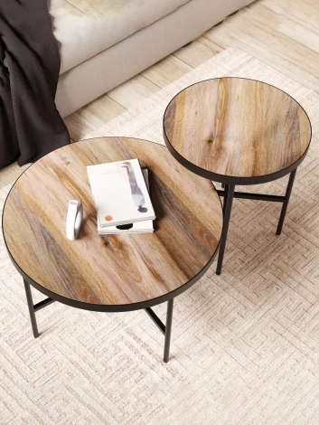 Стол журнальный МеталлАрт М011 МАЛЫЙ коричневый дуб/черный Mebelik 009489