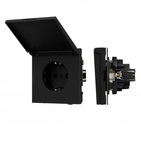 Механизм розетки влагозащищённый SCT-TENDO-MCP-SFPL-BK (230V, 16A) (Arlight, Матовый черный) 054599