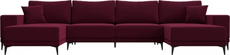 Диван П-образный Льюес (Бордовый/Микровельвет) Лига Диванов арт.122421