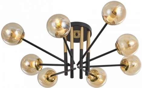 Потолочная люстра на штанге Arte Milano Neapolis-73708 273708/8 BK/GD (220V, шар, молекулы)