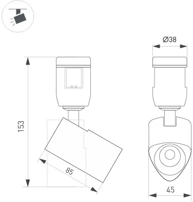 Светильник ART-APRIORI-SPOT-TURN-R45-8W Warm3000 (BK, 36 deg, 48V) (Arlight, IP20 Металл) 039288