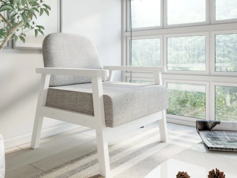 Кресло Arsko Флори белая эмаль рогожка серая