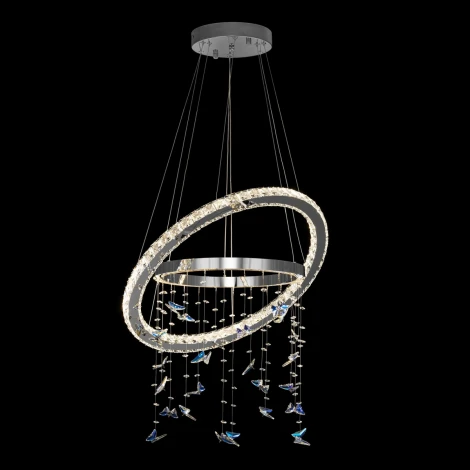 Подвесная люстра Citilux Etera CL322060 (регулировка яркости, LED, подвески, пульт управления, на тросе, кольцо, бабочки)