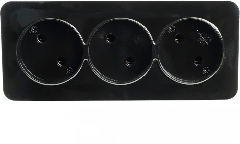 Розетка тройная без заземления (черный) Stekker София 49317