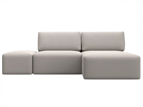 Диван угловой модульный с пуфом Лига-060 НПБ угол универсальный (ЛДСП,Брус,Фанера/Пластик/Замша/Бежевый) Лига Диванов 129692