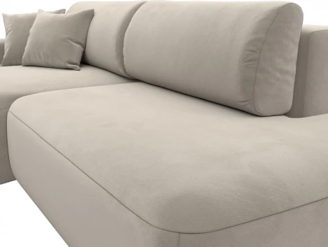 Диван угловой Лига-036 НПБ Модерн левый угол (Бежевый/Микровельвет) Лига Диванов арт.121398L