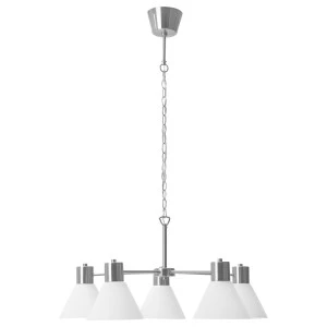 ФЛУГБУ Канделябр 5-рожковый, никелированный, стекло