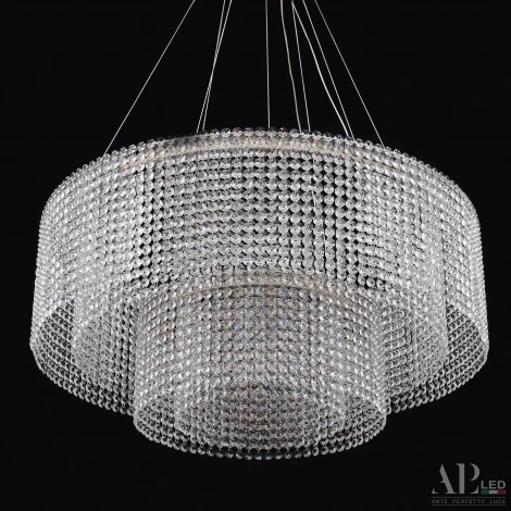 Подвесная люстра светодиодная APL LED Sicilia SH02.73.2D.A.Ni.4000 (220V, хрусталь, на тросе)