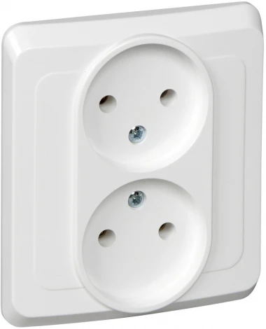 Розетка встраиваемая двойная без заземления (белый) Systeme Electric Этюд PC16-005B
