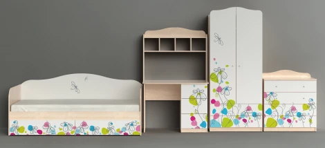 Стол письменный "Цветы", Белый шёлк МАМА Цветы 102056