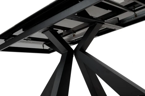 Обеденный стол M-City ROVIGO 170 HIGH GLOSS STATUARIO Белый мрамор глянцевый, керамика/ черный каркас