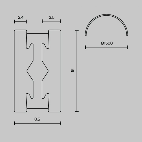 Шинопровод круглый из полукругов 1500мм Flarity латунь Maytoni Busbar trunkings Flarity TRX154-2SR-D1500-BS
