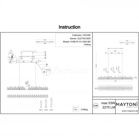 Подвесной светильник Maytoni Gletscher H186-PL-01-53W-BS