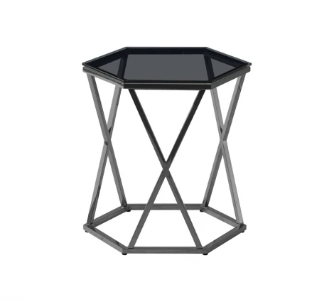 Журнальный столик Stool Group Круз 48*42 стекло smoke сталь темный хром УТ000036339