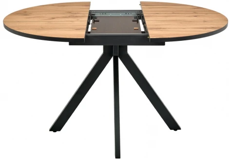 Стол Rudolf круглый раскладной 100-130x100x75см, Дуб Вотан, чёрный Bradex Home RF 0301