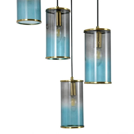 Люстра полвесная каскадная Lumion Murano 8401/10 черный/античная бронза/серо-синий, металл/стекло E14 10*40W 220V