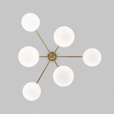Потолочная люстра Wi-Fi на штанге Eurosvet Marbella 60147/6 латунь (220V, управление смартфоном, голосовое управление, умный дом - Minimir Home, Алиса, Маруся, Салют, шар)