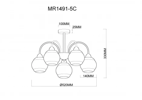 Потолочная люстра на штанге MyFar Kris MR1491-5C (220V)
