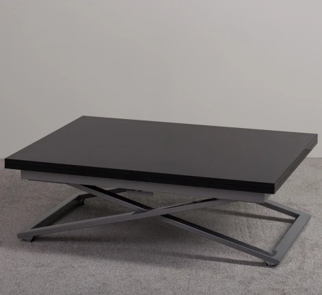 Стол-трансформер Левмар Compact G27/S59 черный глянец/ опоры серебро от фабрики Levmar