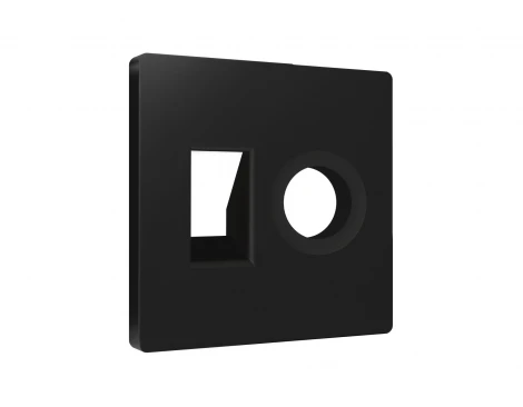 Лицевая панель для Ethernet RJ-45/телефонной RJ-11 и ТВ-розетки (черный матовый) Ambrella Volt QUANT AP8125