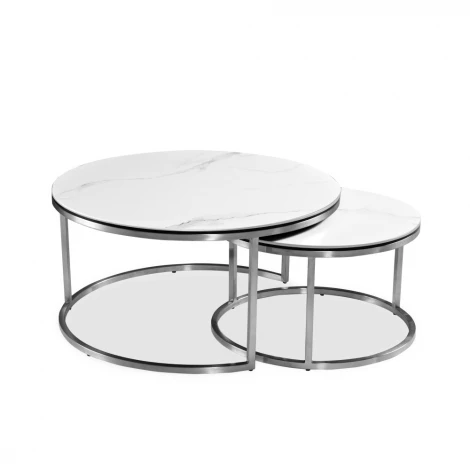 Журнальный стол Amato Pranzo комплект Белый мрамор CEMB керамика