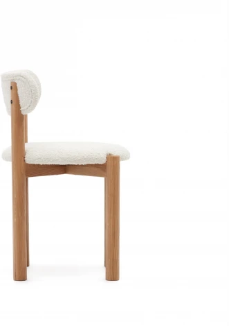 Nebai Стул из белой ткани букле и массива дуба с натуральной отделкой La Forma (ex Julia Grup) арт.178334