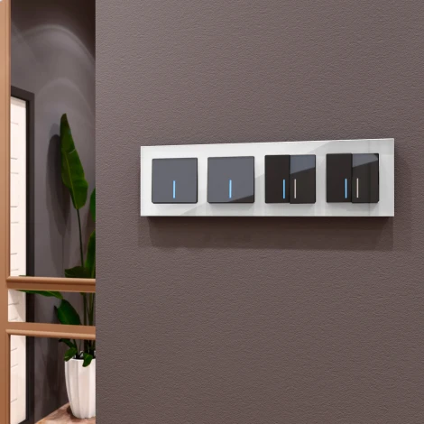 Выключатель двухклавишный с подсветкой (серо-коричневый) WL07-SW-2G-LED (a035910)