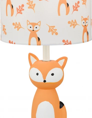 Настольная лампа Escada Animal 10166/L Fox 1х40Вт Е14, керамика/ткань, оранжевый/белый/орнамент лисички (для детской, 220V, выключатель, животные, для девочки)