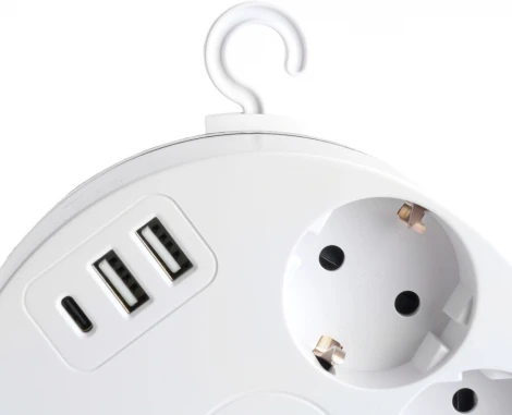 Удлинитель 5-и местный 2,5 метра с заземлением 2хUSB Type A+C Stekker Comfort 49591