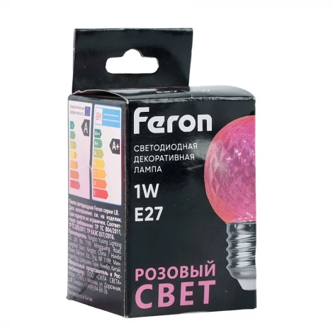 Лампа светодиодная Feron LB-385 52177 шарик розовый прозрачный E27 1W 230V