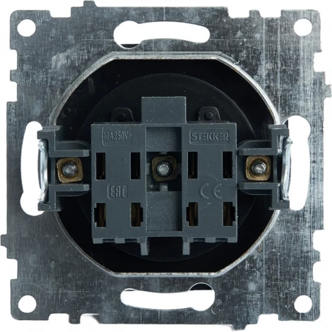 Розетка без заземления со шторками (черный) Stekker Катрин 39609