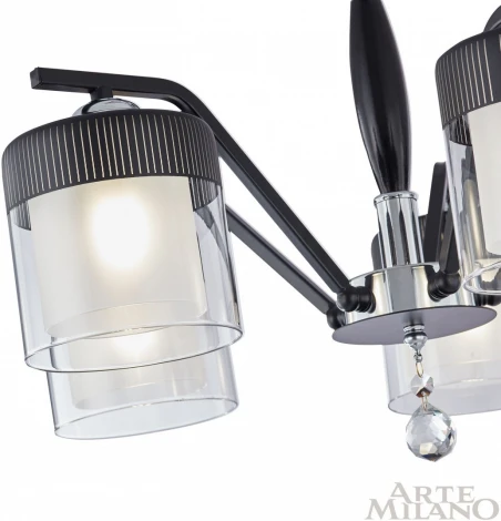 Потолочная люстра на штанге Arte Milano Napoli-2646 332646/5 CR+BK (220V, подвески)