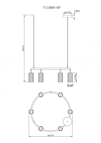 Подвесная люстра кольцо Moderli Cora V11601-6P (220V, на тросе, кольцо)