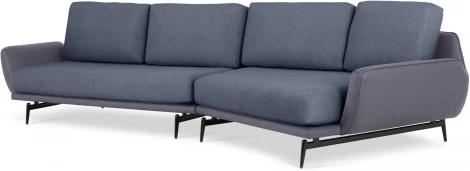 Диван Ispani угловой правый ОГОГО (арт.803479), (Ткань,Экокожа/Серый,Синий)