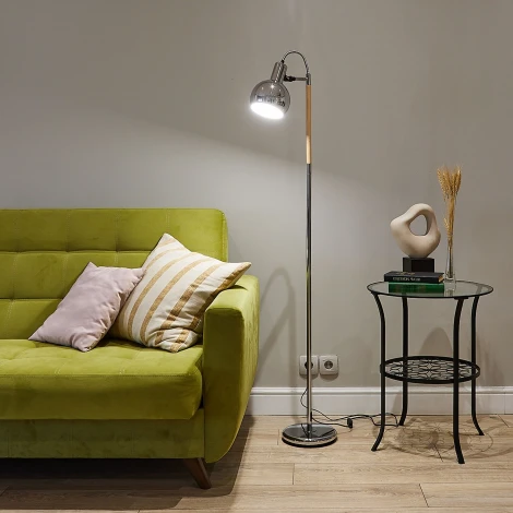 Торшер с регулировкой наклона, серебристый Uniel UML-T702 E14 SILVER+