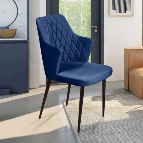 Стул с подлокотниками Hunt ромб, бархат синий 29 / чёрный конус Top Concept 75394