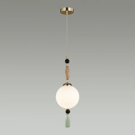 Подвесной светильник Odeon Light Palle 5405/1 золотой/коричневый/зеленый/белый матов./металл/керамика/стекло E14 1*40W (220V, подвески, на проводе, шар)