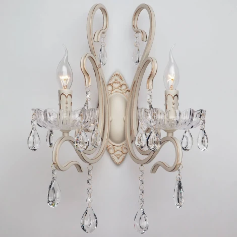 Бра Eurosvet 12205 12205/2 белый (хрусталь Strotskis, подвески, подсвечник, свеча)