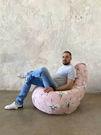 Кресло Мешок Груша Журавли розовый (XL, Классический) Жаккард арт.5037921