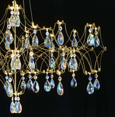 Подвесная люстра светодиодная с пультом и хрустальными подвесками K9 MyFar Ileria MR2653-57P-50СD