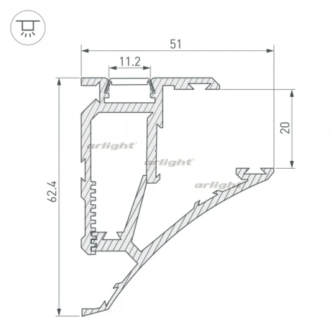 Профиль SHELF-620-2000-SET ANOD (Алюминий) 023788 Arlight