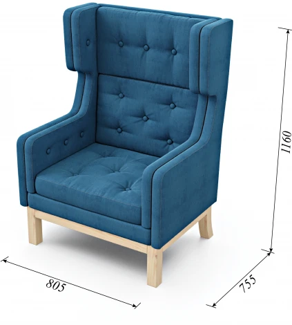 Кресло Arsko Айверс Хай Сосна шенилл синий