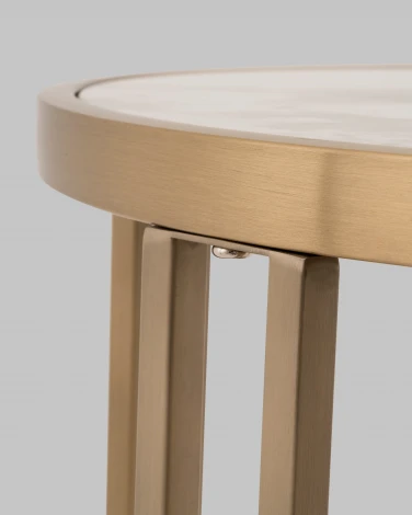 Журнальный столик Stool Group Алиада 55х55 см светлая керамика сталь шампань арт.УТ000040354