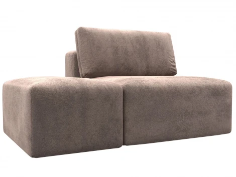 Модули диван и пуф Лига-060 НПБ (ЛДСП,Брус,Фанера,Велюр/Бежевый) Лига Диванов 129589