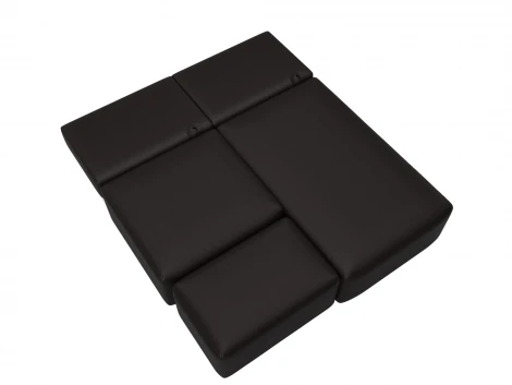 Диван угловой модульный с пуфом Лига-060 НПБ угол универсальный (ЛДСП,Брус,Фанера/Пластик/Экокожа/Коричневый) Лига Диванов 130065