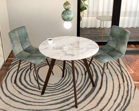 Стол обеденный обеденный JET CERAMIC круглый d-80 (Дерево бук, Венге) CA Wenge Statuario 80x80