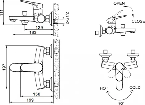 Смеситель Bravat Eler F6191238CP-01 для ванны с душем
